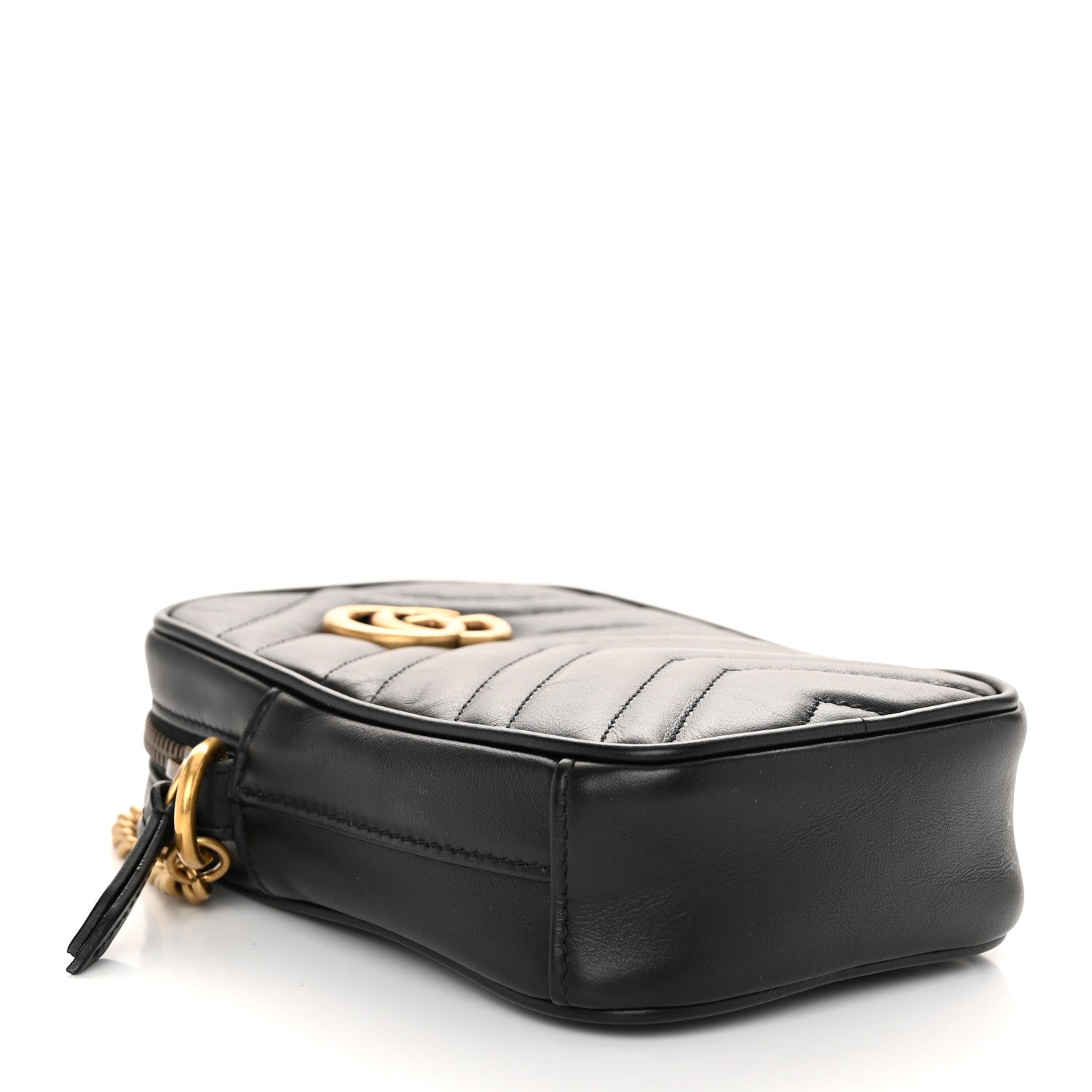 Gucci Calfskin Matelasse Mini GG Marmont Crossbody Bag Black 4 of 10