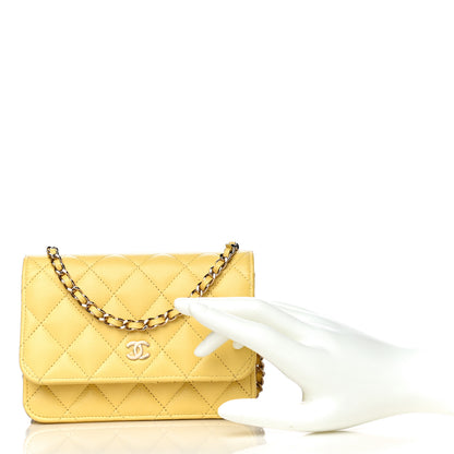 Chanel Caviar Quilted Mini Wallet On Chain WOC Yellow 2 of 12