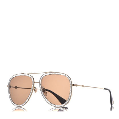 Gucci Glitter Aviator Sunglasses GG0062S Silver 1 of 8