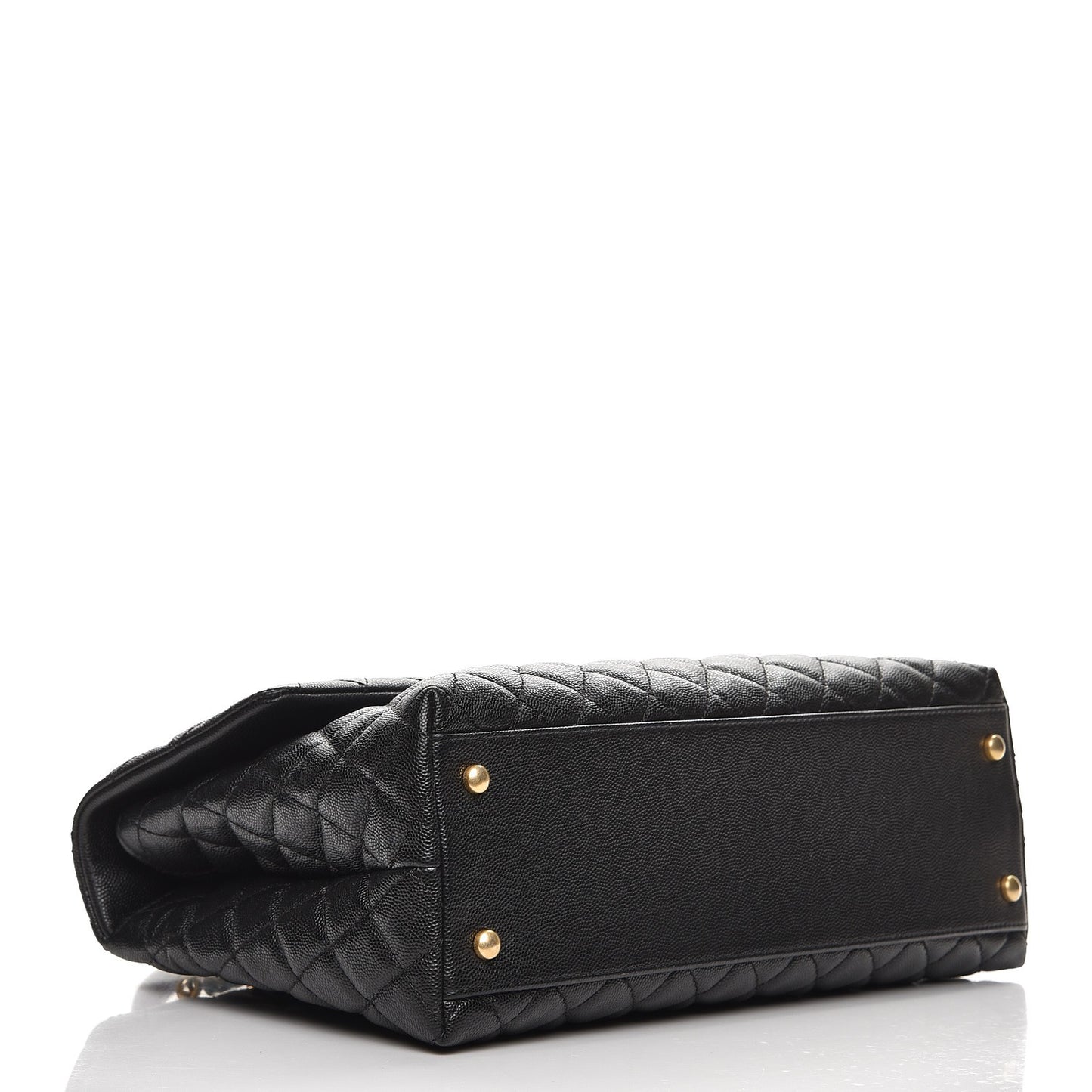 Caviar Lizard Quilted Medium Coco Handle Flap Black