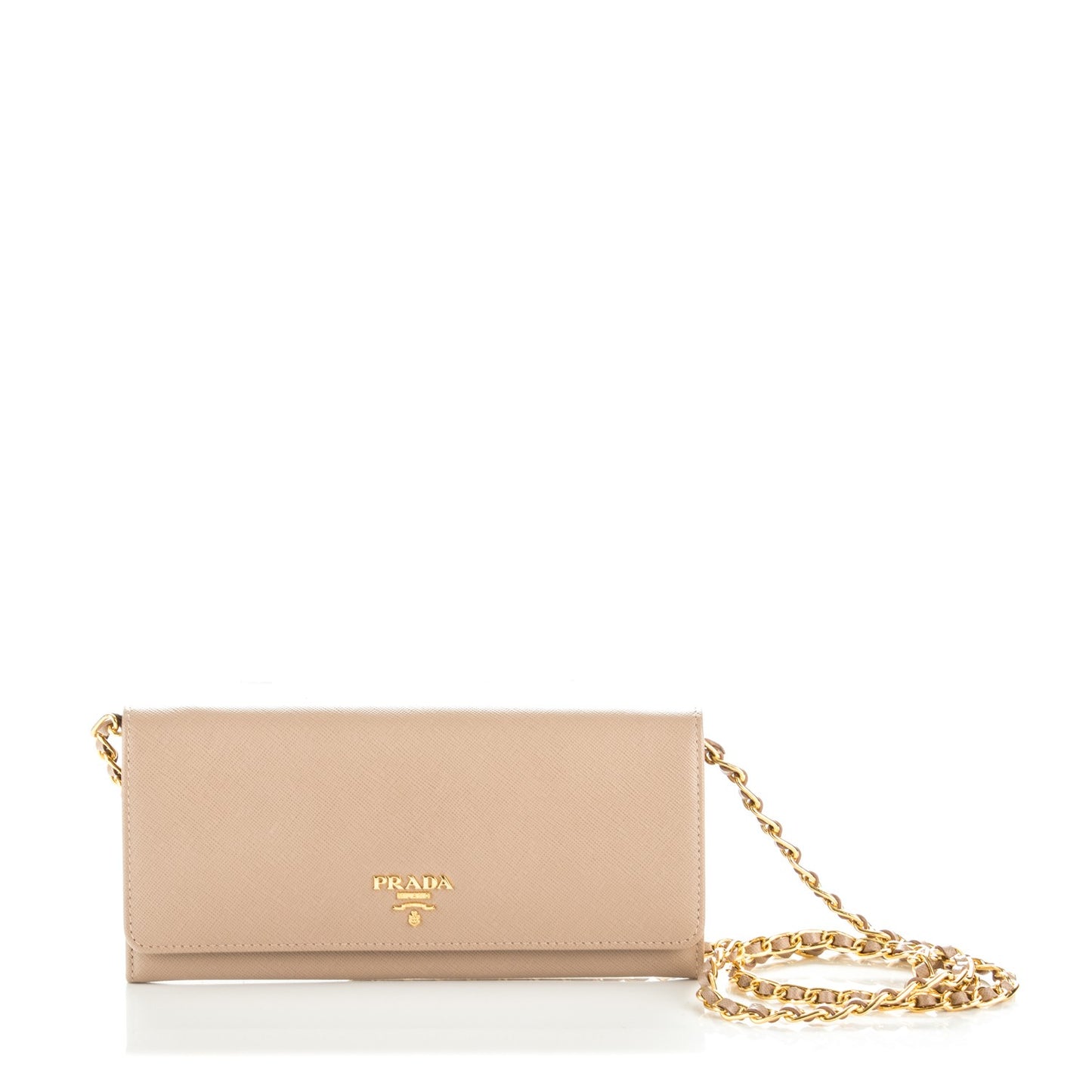 Saffiano Metal Oro Chain Wallet Cammeo