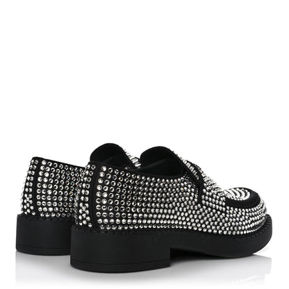Prada Satin Crystal Metal Triangle Logo Mens Loafers 8 Crystal 4 of 9