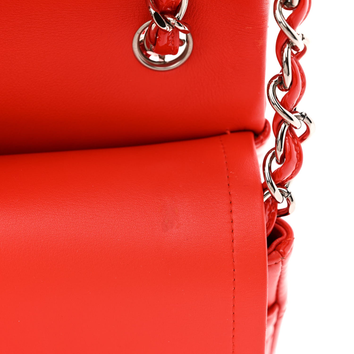 Chanel Patent Calfskin Quilted Jumbo Double Flap Red 13 of 14