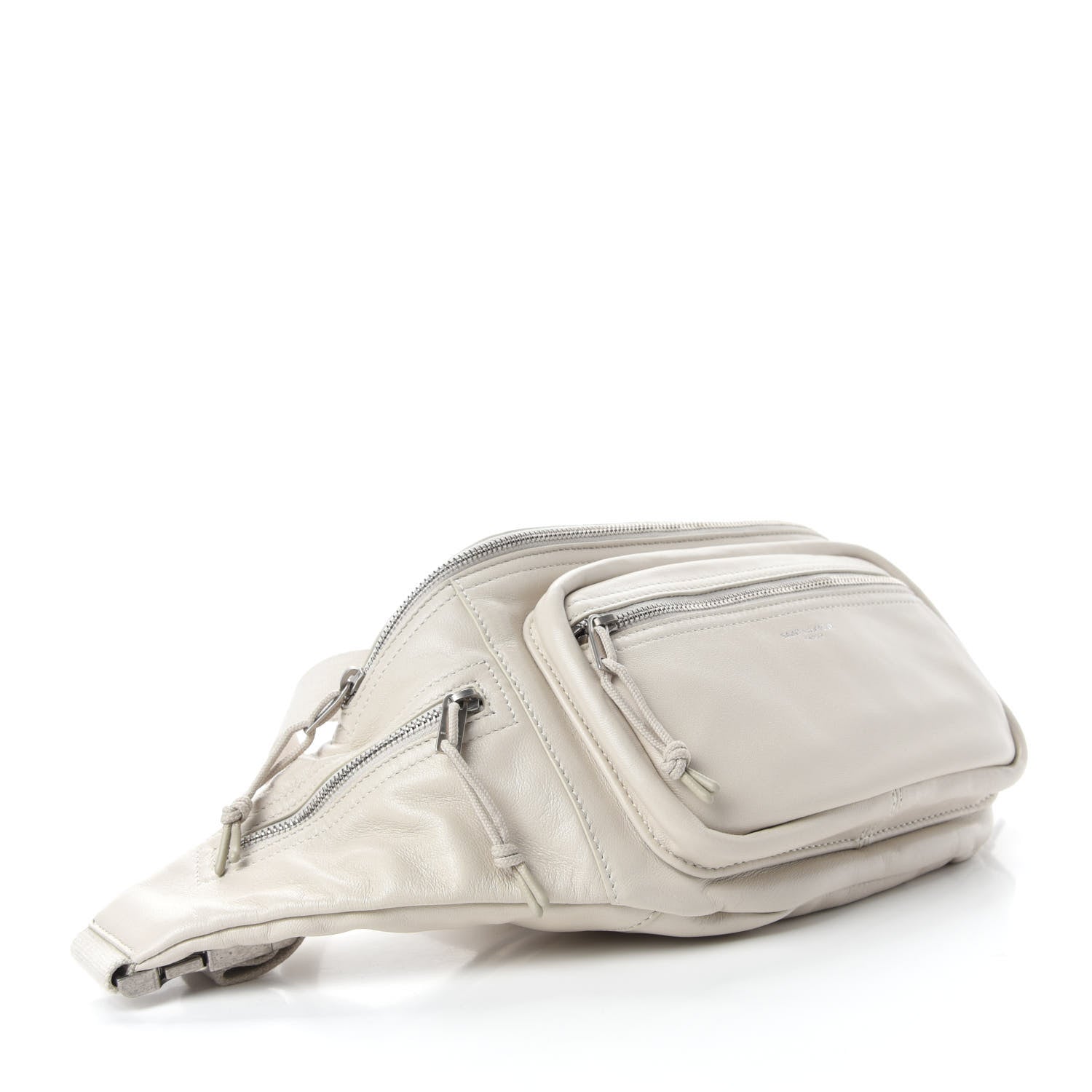 Saint Laurent Calfskin Ripstop Logo Body Belt Bag Crema Soft 4 of 9