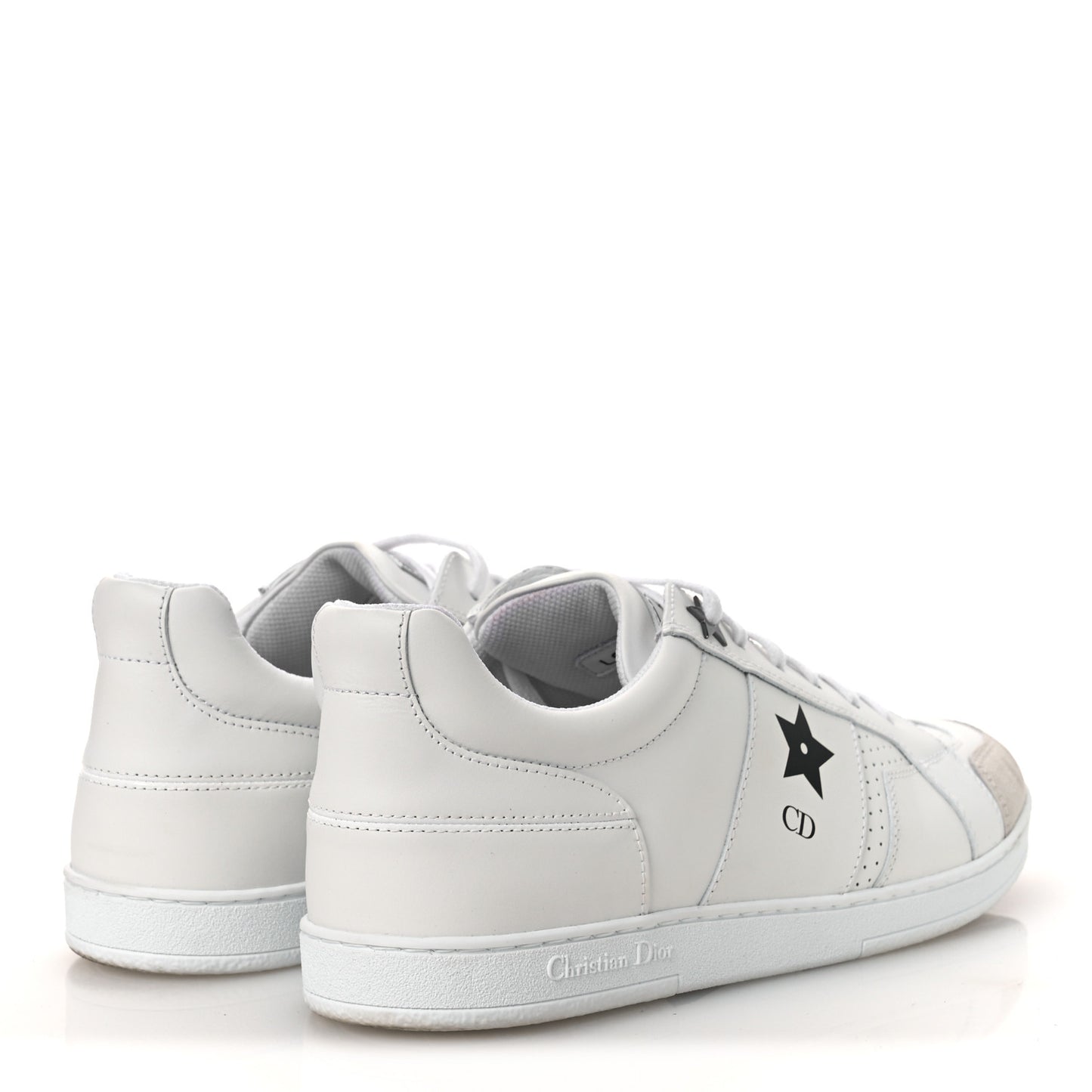 Calfskin Suede Dior Star Low Top Sneakers 41 White Black