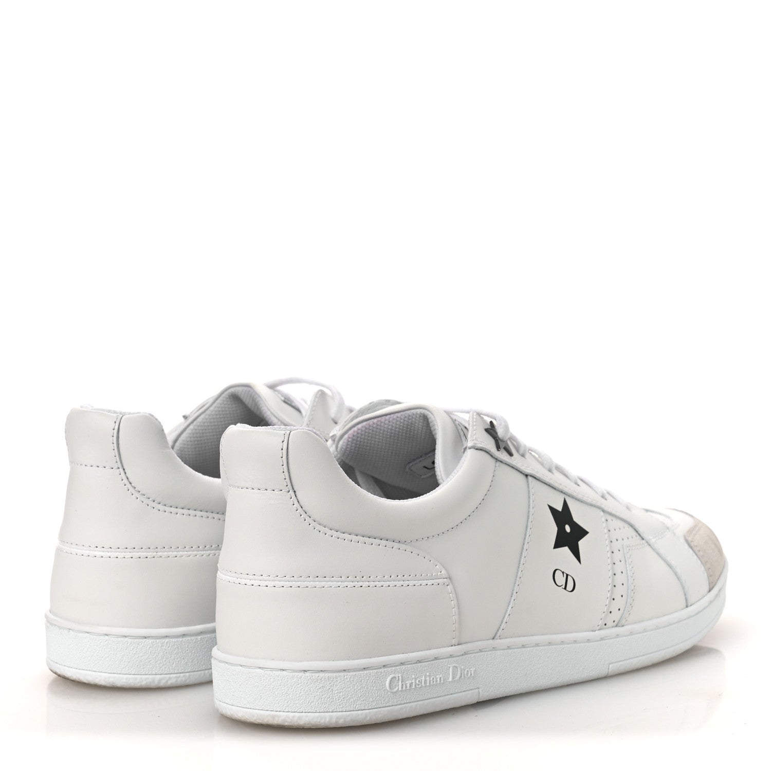 Christian Dior Calfskin Suede Dior Star Low Top Sneakers 41 White Black 5 of 14