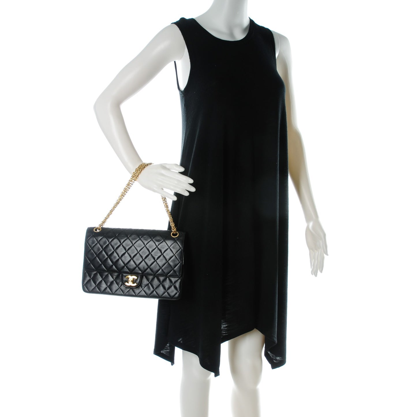 Lambskin Quilted Medium Double Flap Bijoux Chain Black