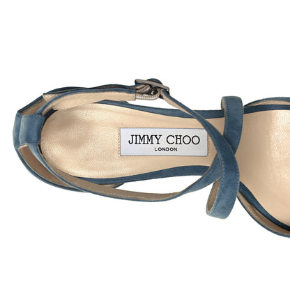 Jimmy Choo Suede Carrie 65 Sandals 38.5 Blue 7 of 8