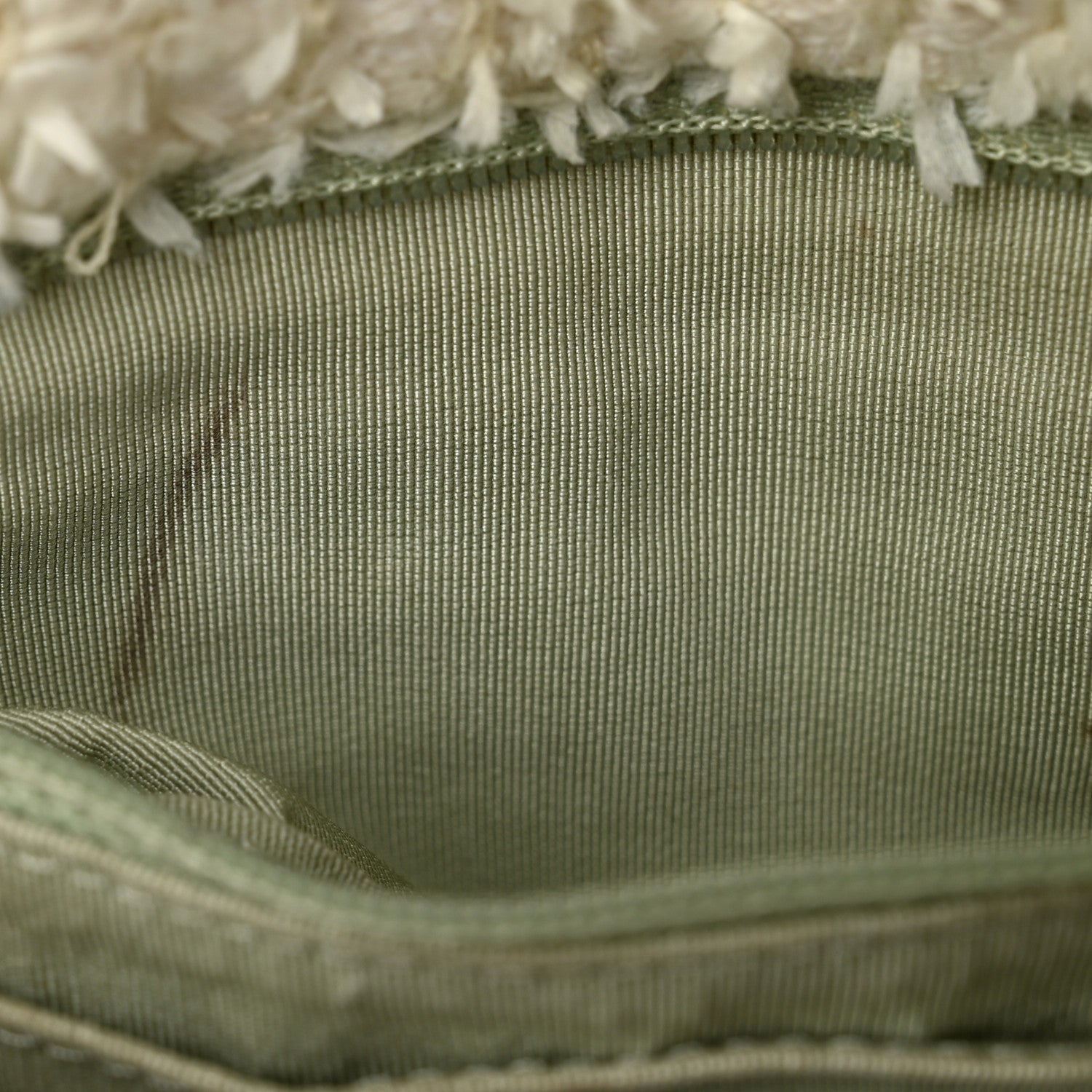 Chanel Tweed Quilted Mini Rectangular Flap Light Green Silver