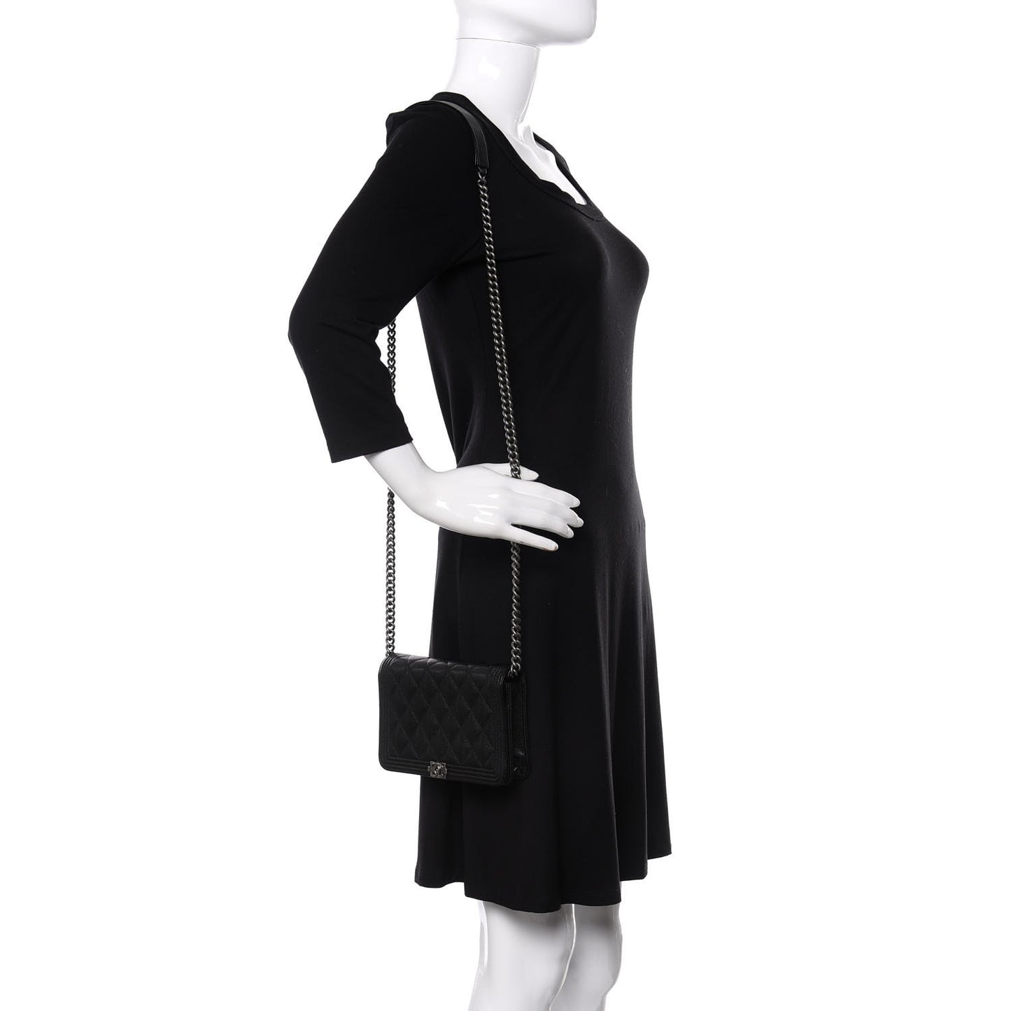 Caviar Quilted Boy Wallet On Chain WOC Black