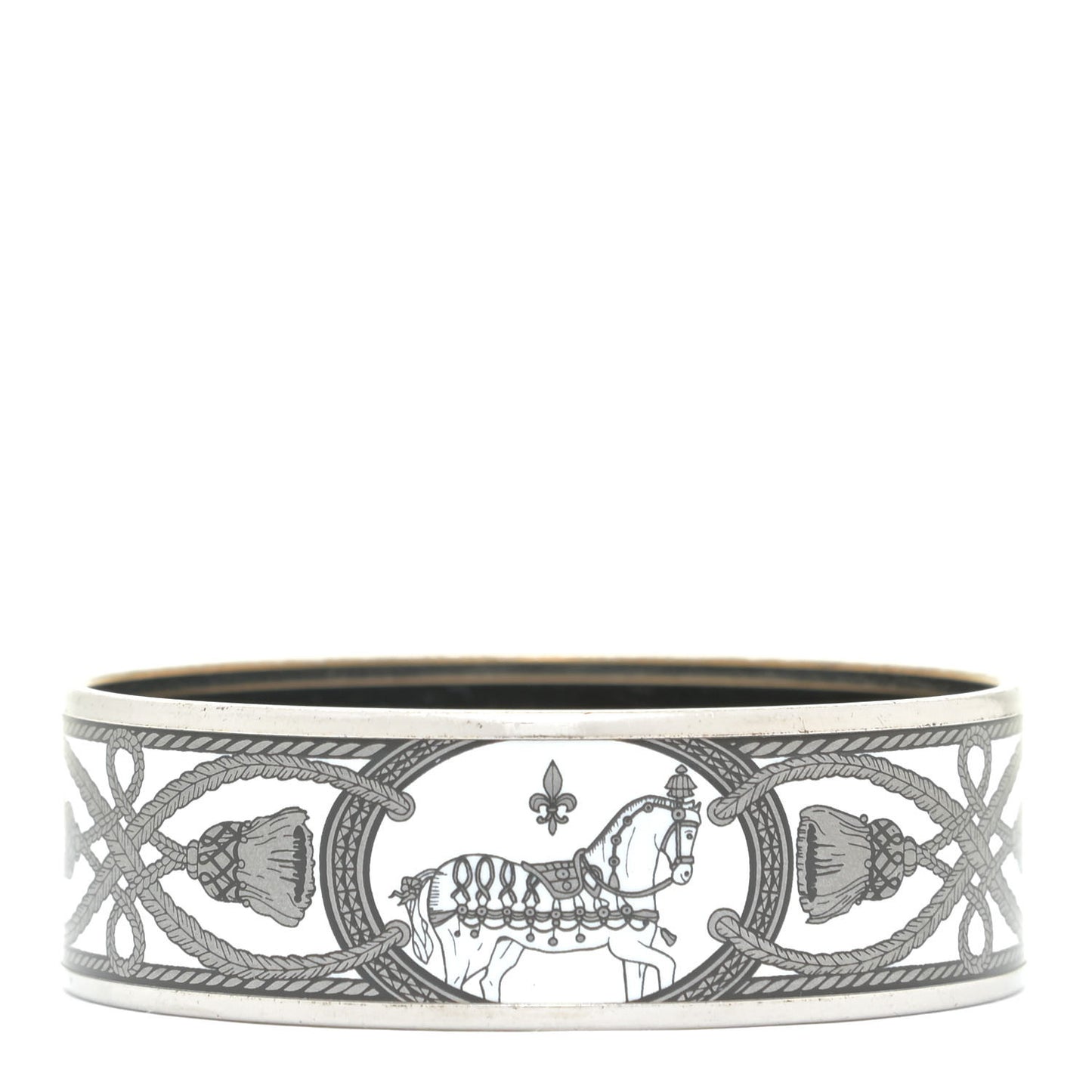Enamel Printed Wide Grand Apparat Bracelet 62 White