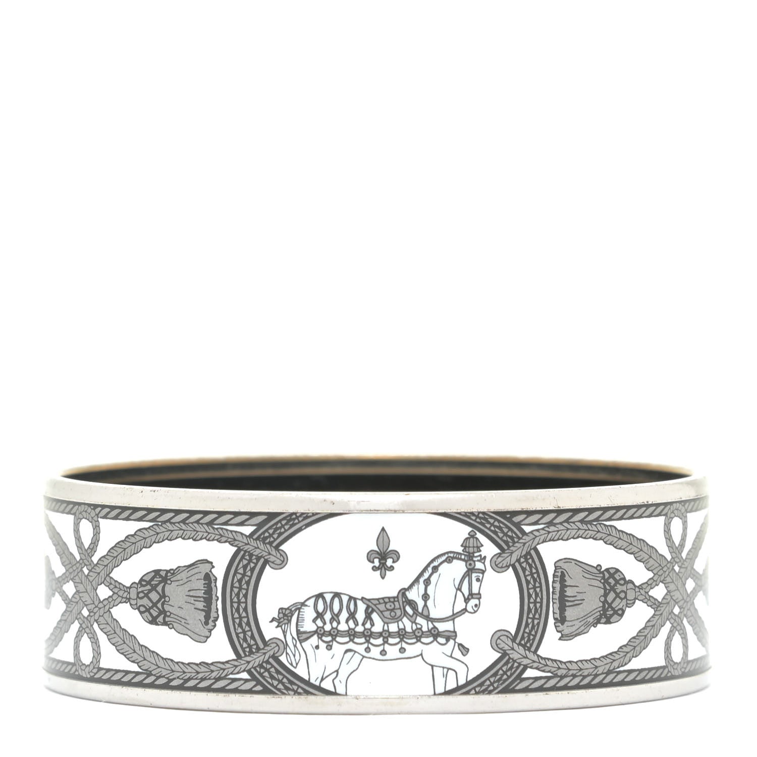 Hermes Enamel Printed Wide Grand Apparat Bracelet 62 White 1 of 6