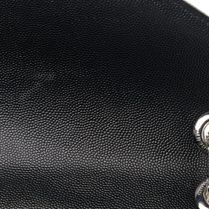 Saint Laurent Grain De Poudre Matelasse Chevron Large Monogram Satchel Black 11 of 11