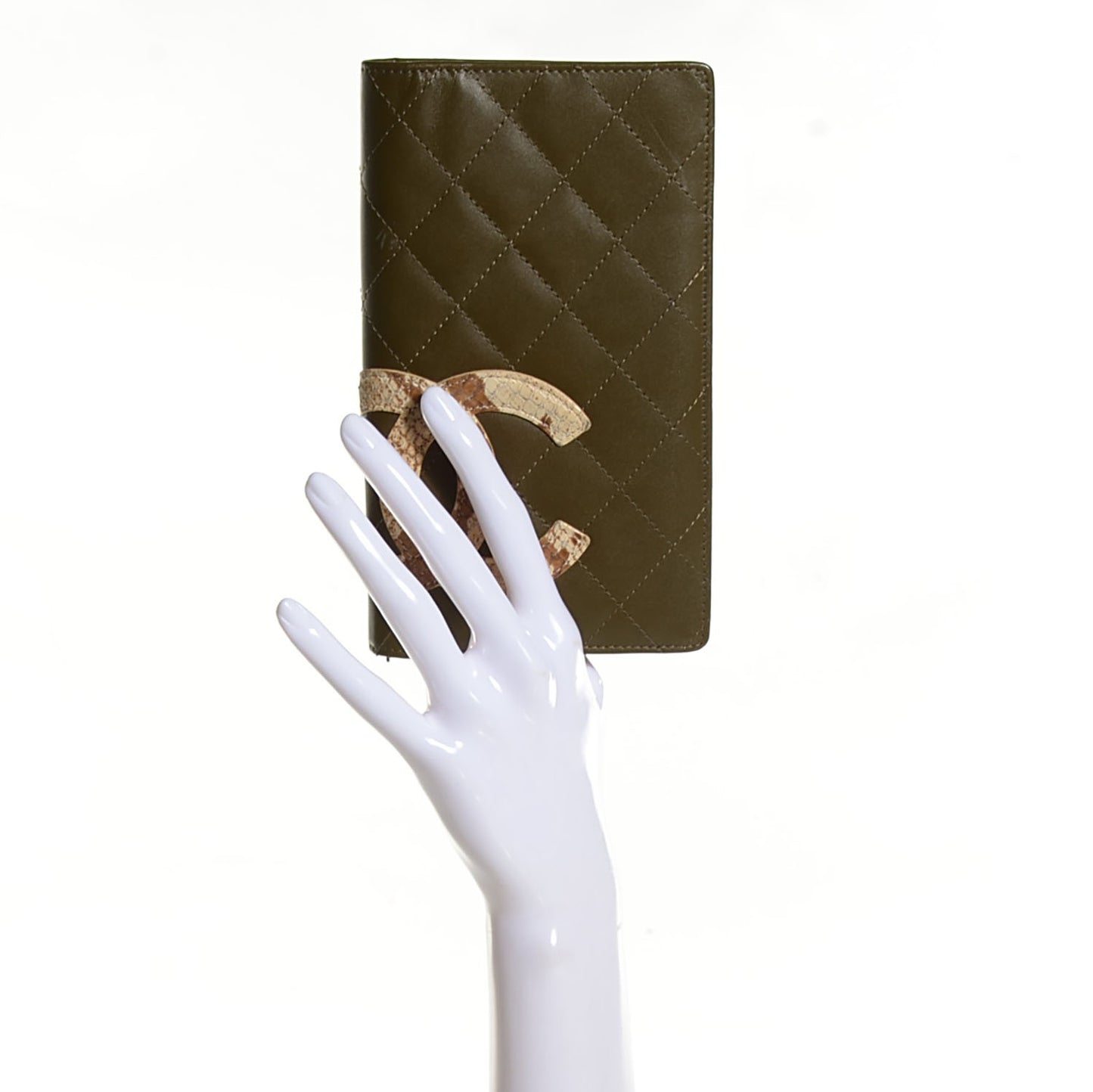 Calfskin Python Quilted Cambon Yen Wallet Khaki