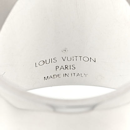 Louis Vuitton Metal LV Squared Strass Logo Double Ring 63/10.25 Silver 4 of 4