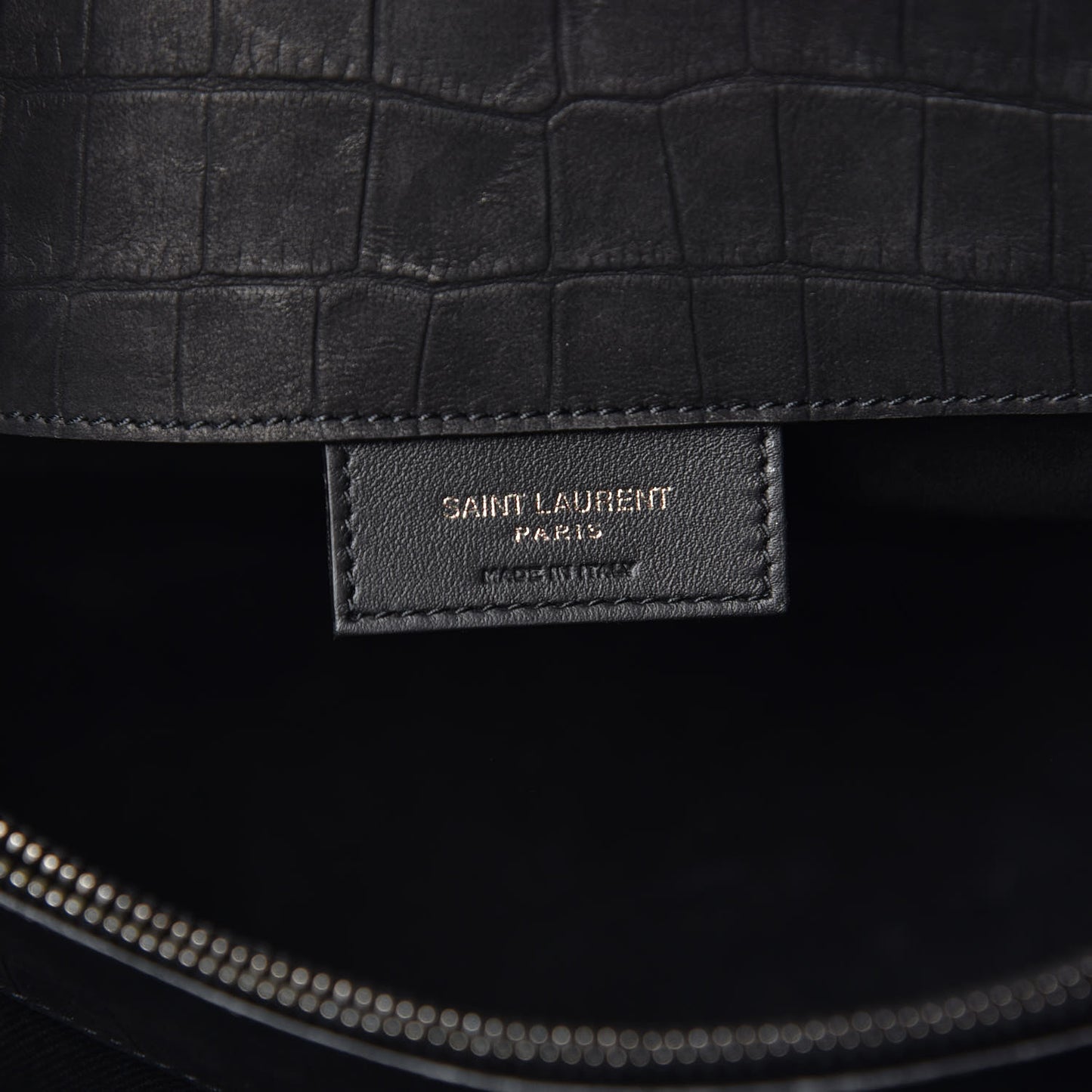 Crocodile Embossed Suede Small Supple Sac de Jour Black