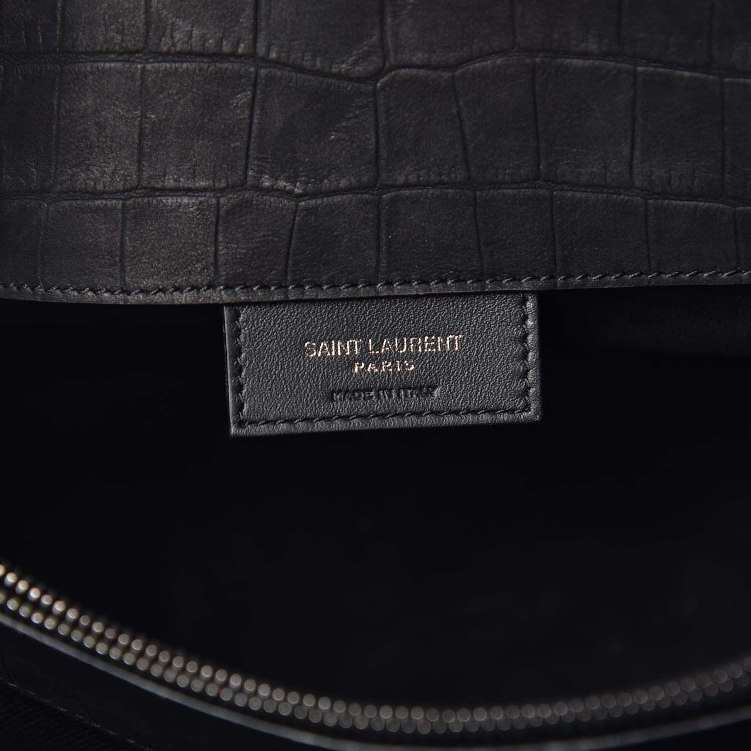 Saint Laurent Crocodile Embossed Suede Small Supple Sac de Jour Black 6 of 12