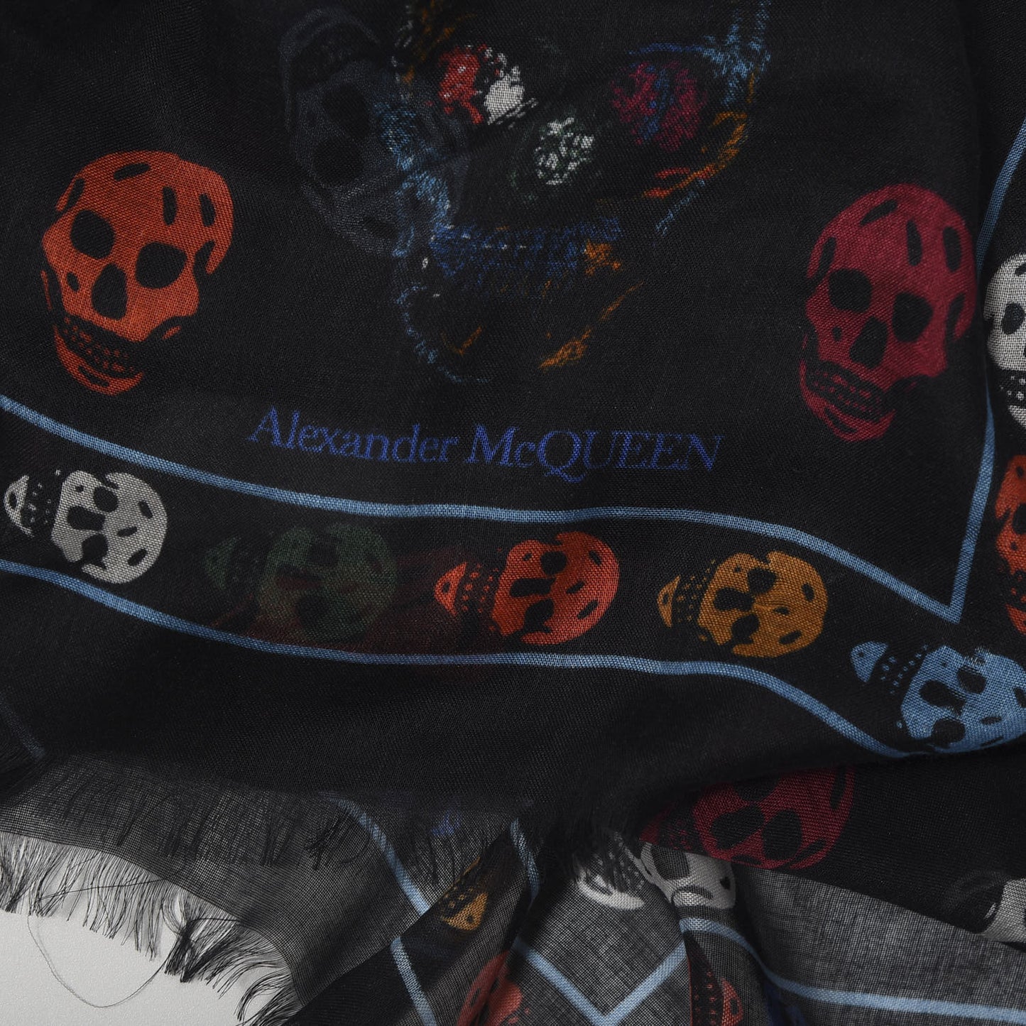 Modal Silk Skull Scarf Black Multicolor