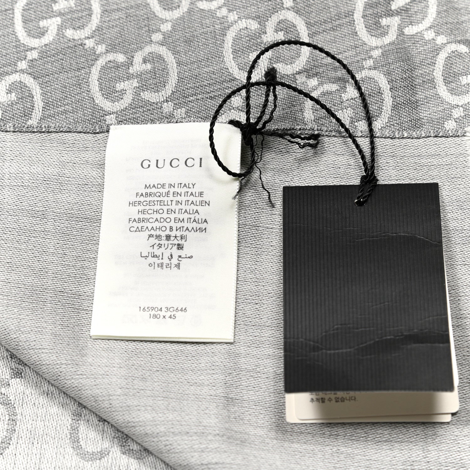 Gucci Wool Silk GG Monogram GGNat Scarf Lead 4 of 4