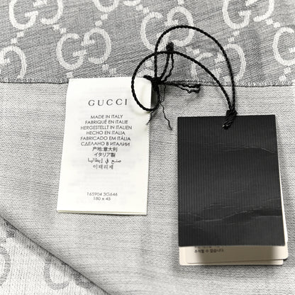 Gucci Wool Silk GG Monogram GGNat Scarf Lead 4 of 4