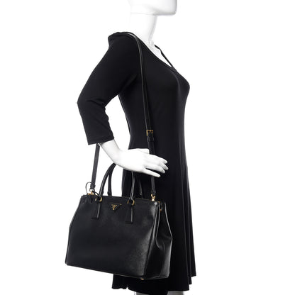 Prada Saffiano Medium Galleria Double Zip Tote Black 2 of 9