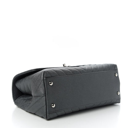 Chanel Iridescent Caviar Chevron Quilted Small Coco Handle Flap Black 4 of 10