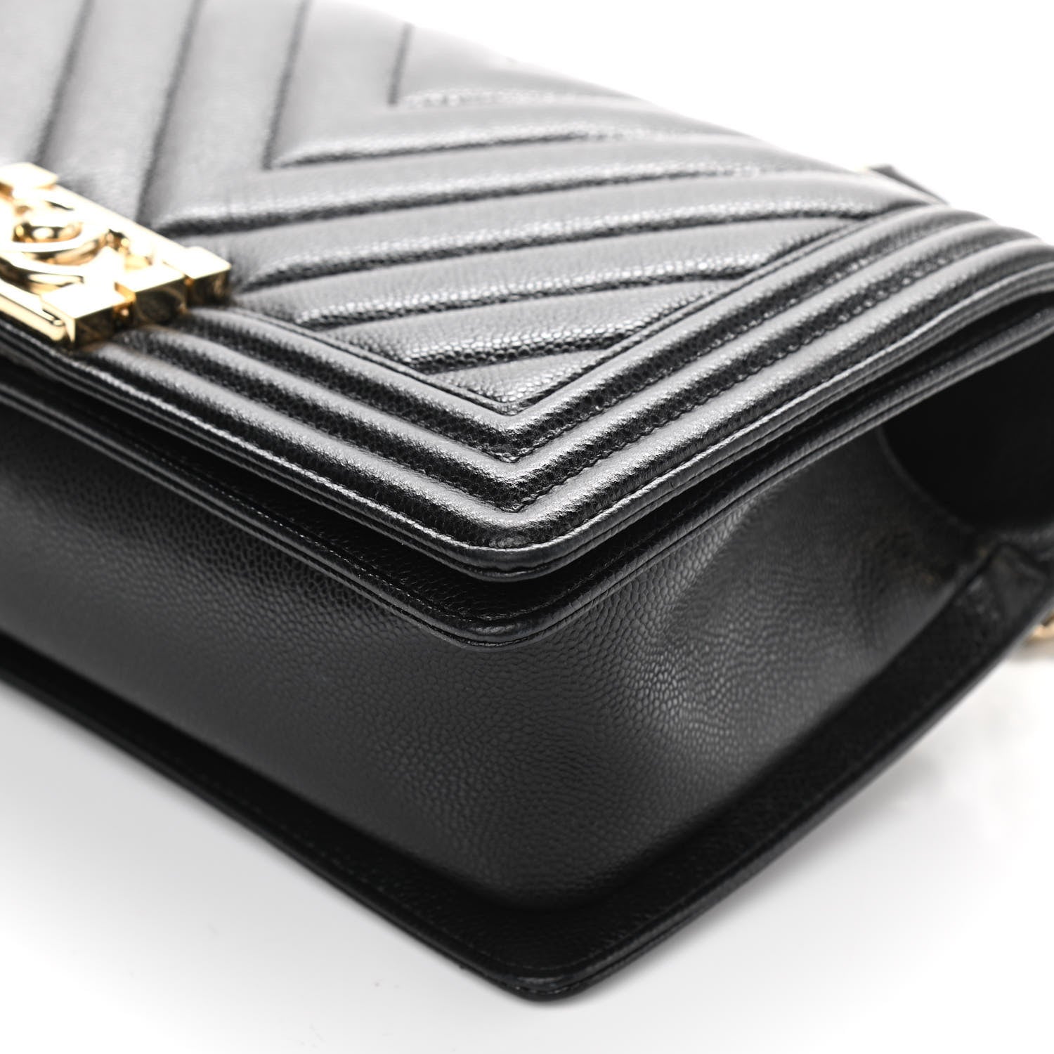 Chanel Caviar Chevron Quilted Medium Boy Flap Black 9 of 10
