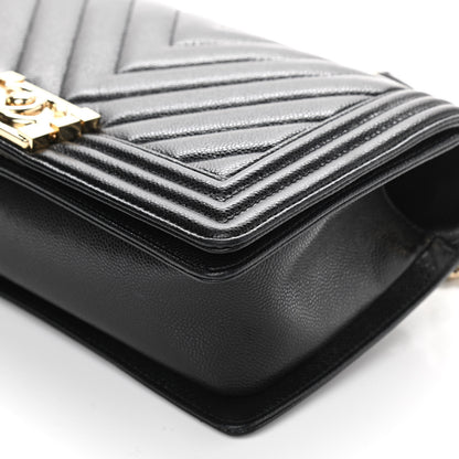 Chanel Caviar Chevron Quilted Medium Boy Flap Black 9 of 10