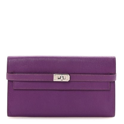 Hermes Chevre Mysore Kelly Longue Wallet Violet 1 of 7