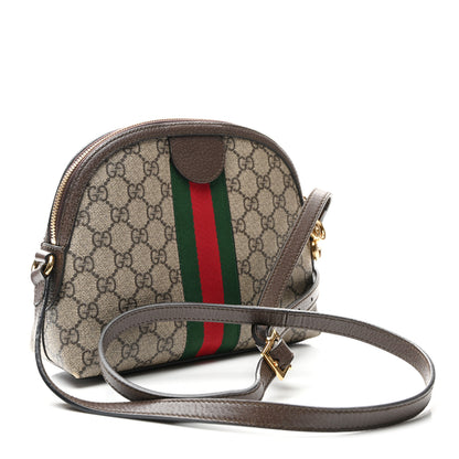 Gucci GG Supreme Monogram Textured Dollar Calfskin Web Small Ophidia Dome Shoulder Bag Beige Ebony New Acero 3 of 11