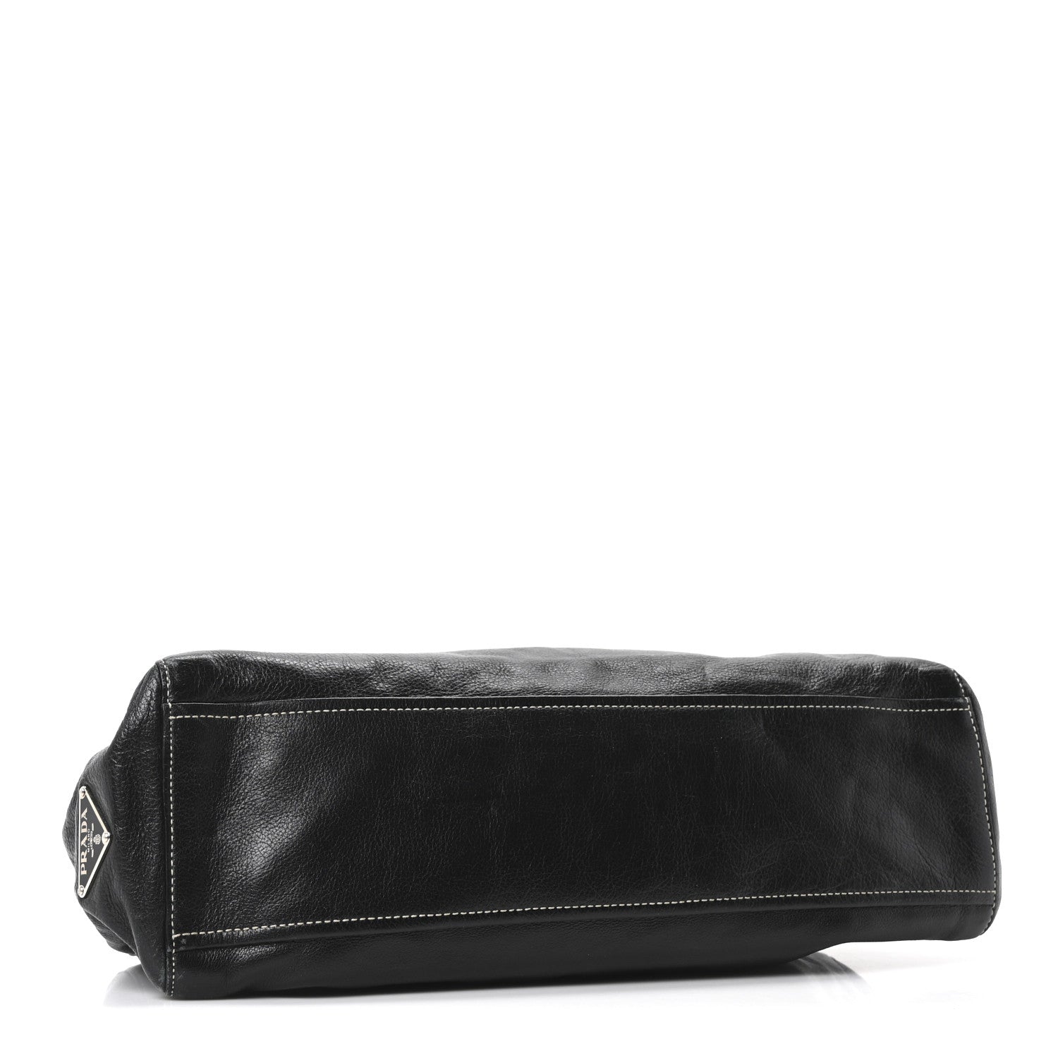 Prada Vitello Easy Foldover Pushlock Satchel Black 4 of 10