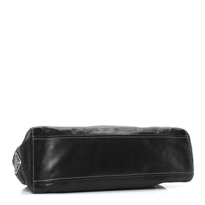 Prada Vitello Easy Foldover Pushlock Satchel Black 4 of 10