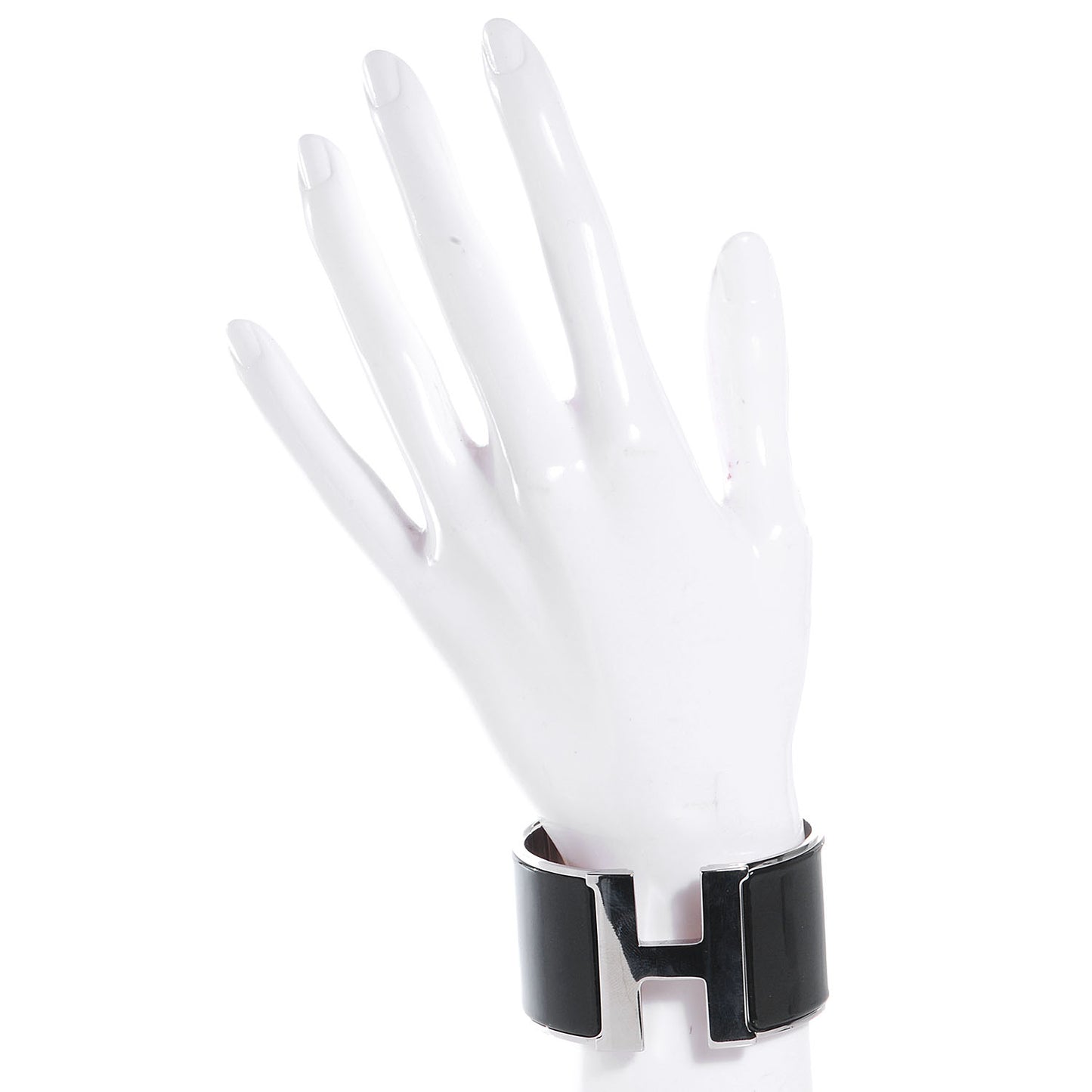 Enamel Extra Wide Clic Clac H Bracelet PM Black