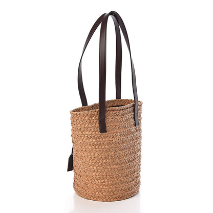 Saint Laurent Raffia Calfskin Small Panier Tote Naturale Nut 3 of 8
