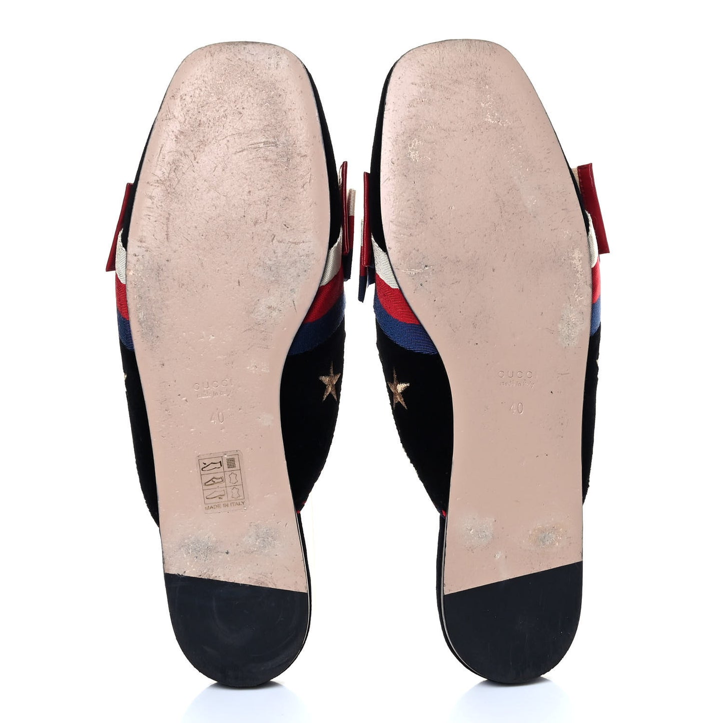 Velvet Bee Star Embroidered Sylvie Bow Slippers 40 Black