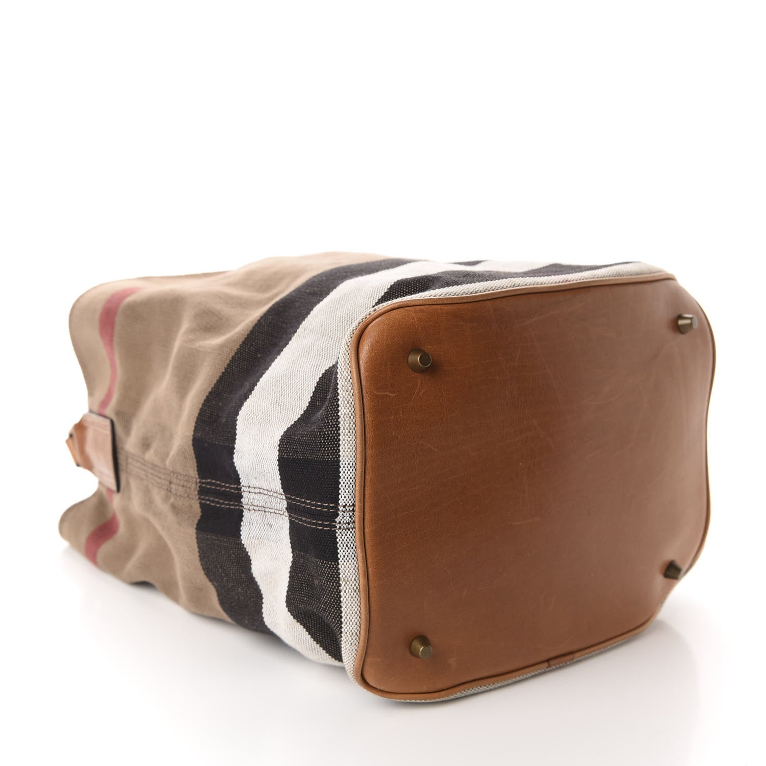 Burberry Canvas Mega Check Medium Ashby Hobo Saddle Brown 4 of 12