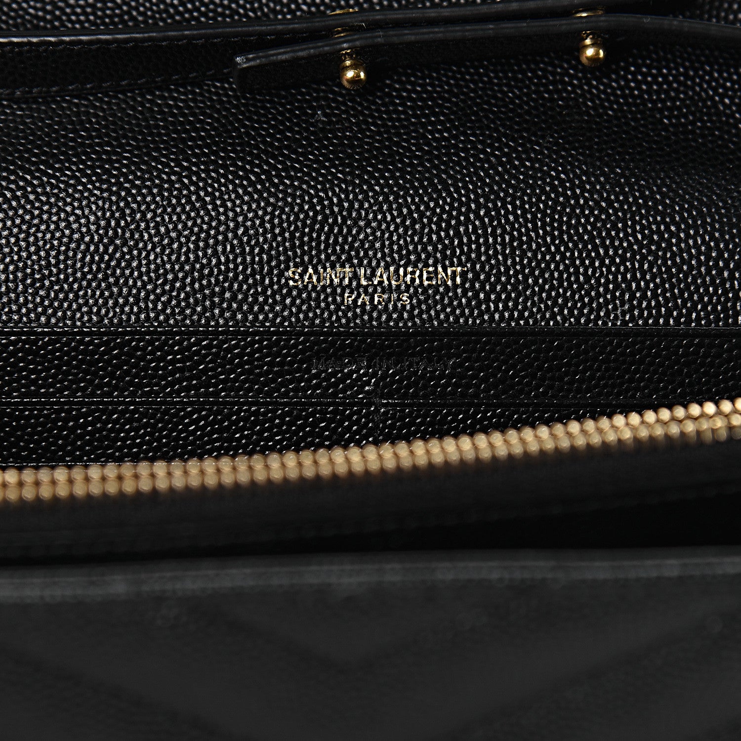 Saint Laurent Grain De Poudre Matelasse Chevron Monogram Chain Wallet Black 7 of 13
