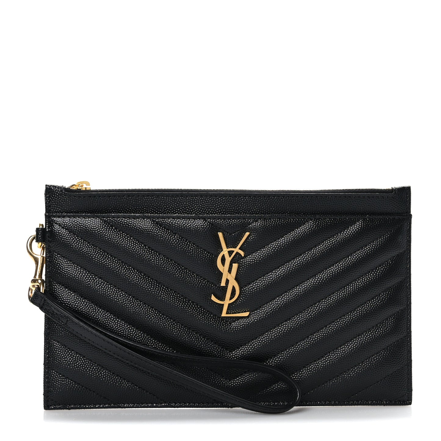 Grain De Poudre Chevron Monogram Large Bill Pouch Black