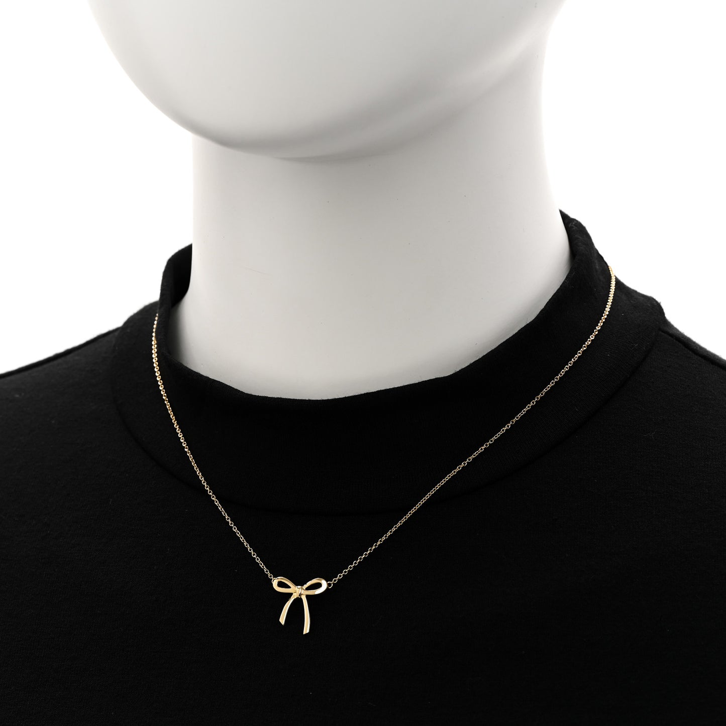 18K Yellow Gold Mini Bow Pendant Necklace