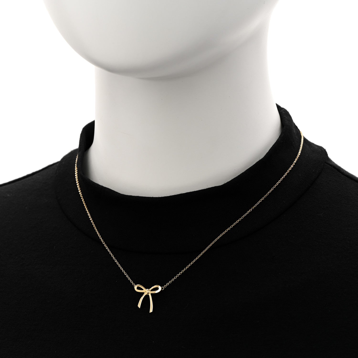 Tiffany 18K Yellow Gold Mini Bow Pendant Necklace 2 of 5
