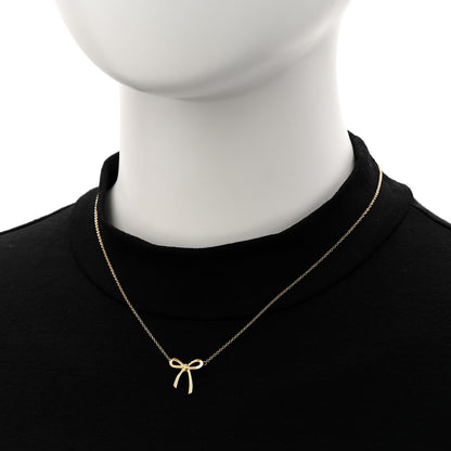 Tiffany 18K Yellow Gold Mini Bow Pendant Necklace 2 of 5