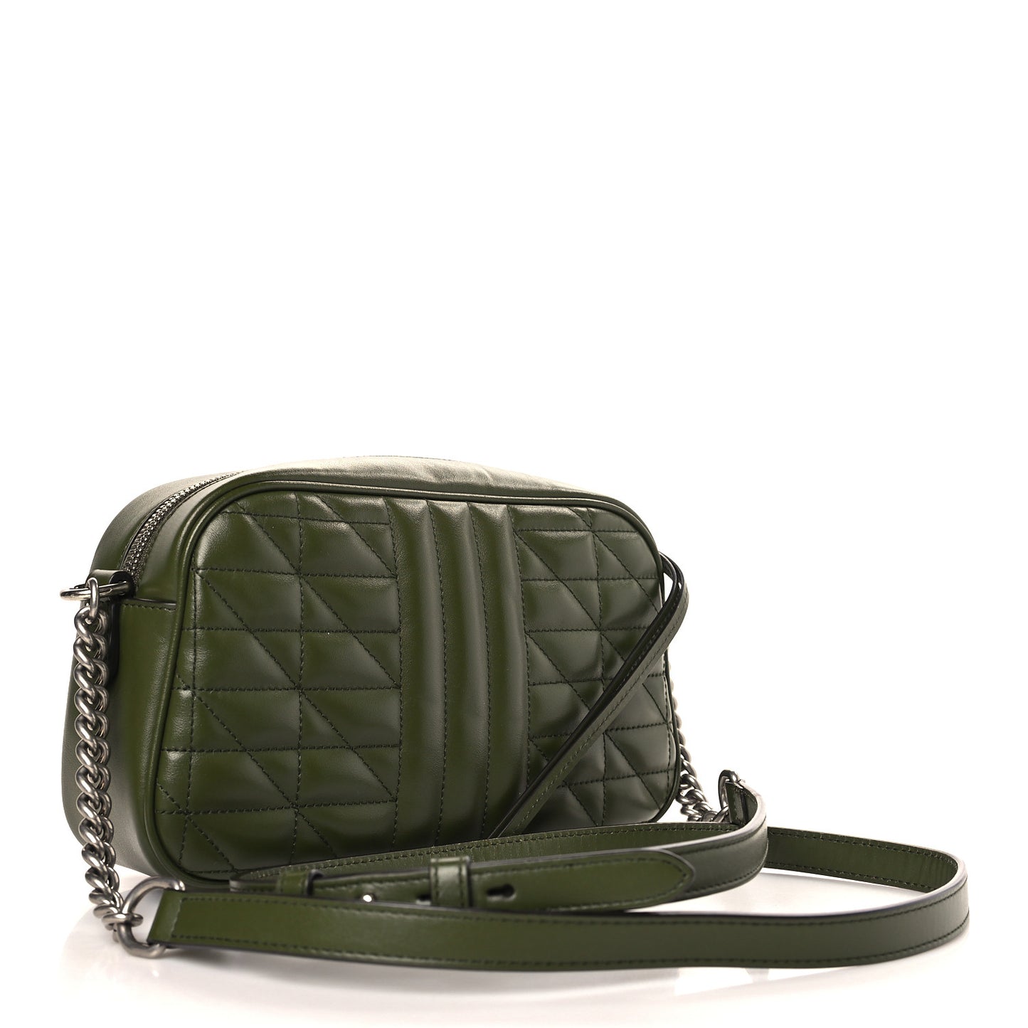 Calfskin Matelasse Aria Small GG Marmont Chain Shoulder Bag Military Wood