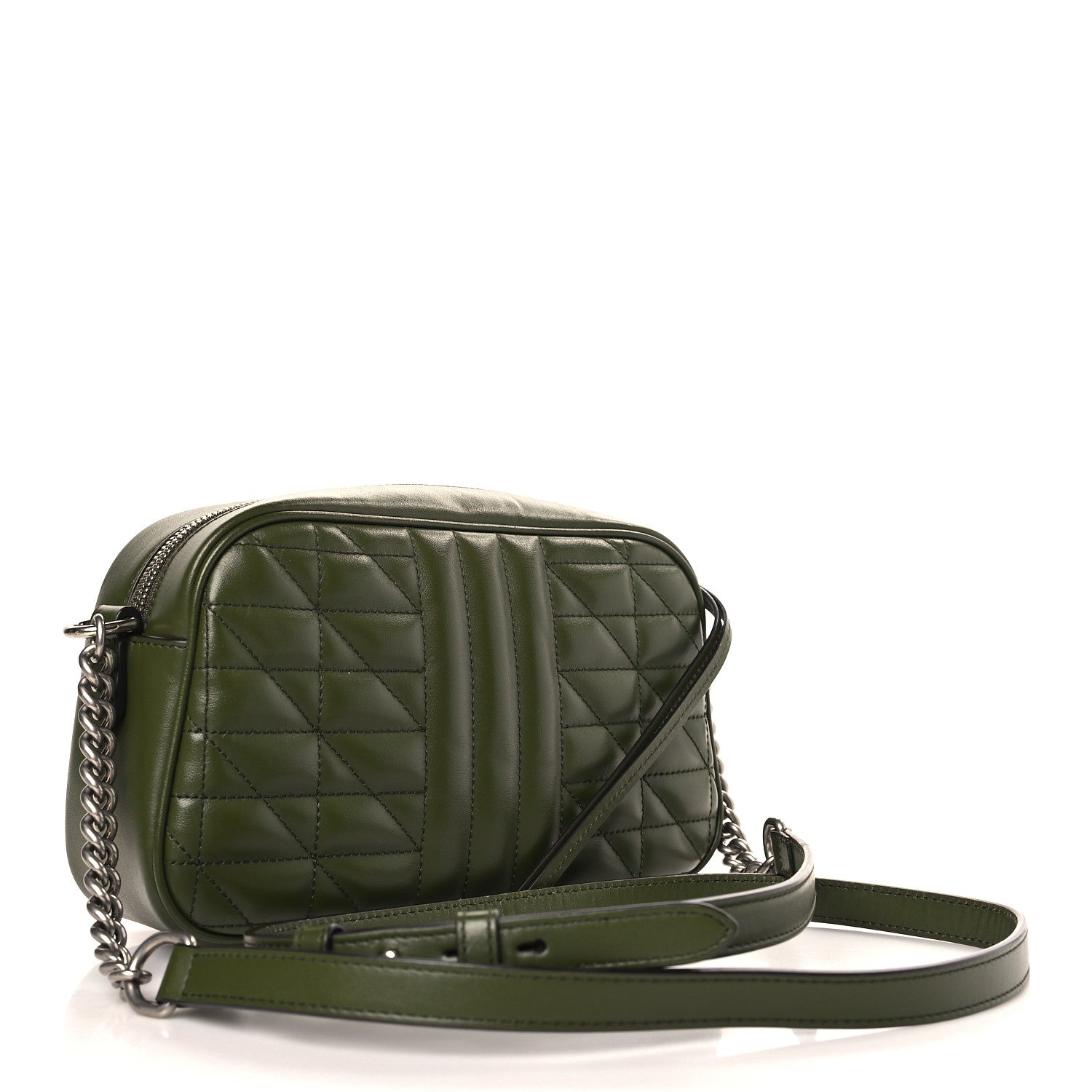Gucci Calfskin Matelasse Aria Small GG Marmont Chain Shoulder Bag Military Wood 3 of 10
