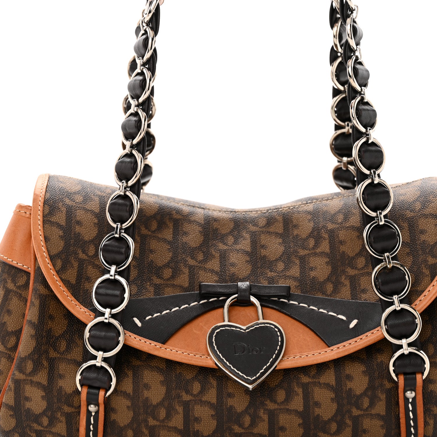 Christian Dior Monogram Romantique Trotter Flap Bag Brown 8 of 12