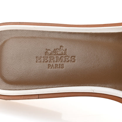 Hermes Box Calfskin Oran Sandals 35 White 8 of 11