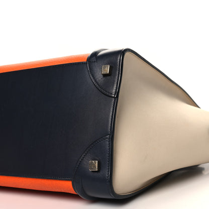 Celine Elephant Calfskin Mini Tri-Color Luggage Bright Orange 9 of 10