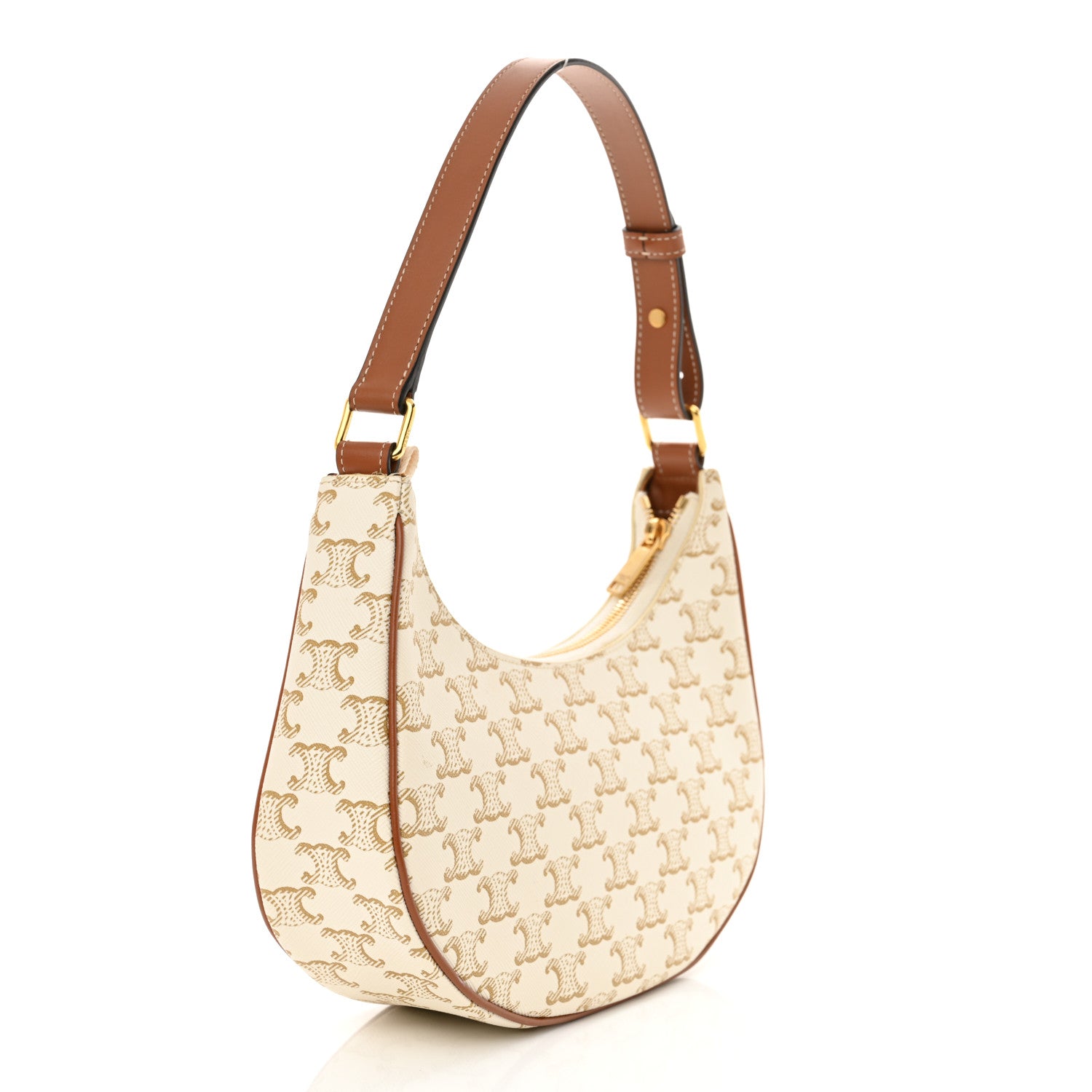 Celine Canvas Calfskin Ava Triomphe Shoulder Bag White 3 of 10