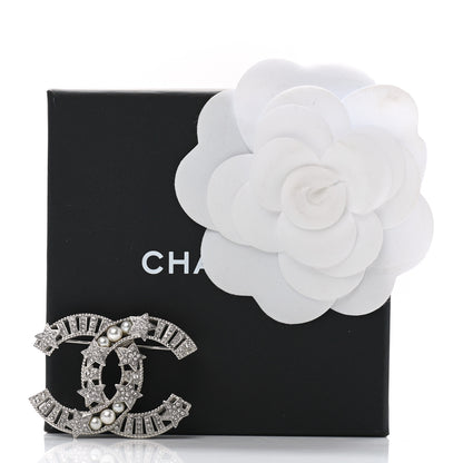 Chanel Crystal Pearl CC Star Coco Flapper Brooch Silver 6 of 6