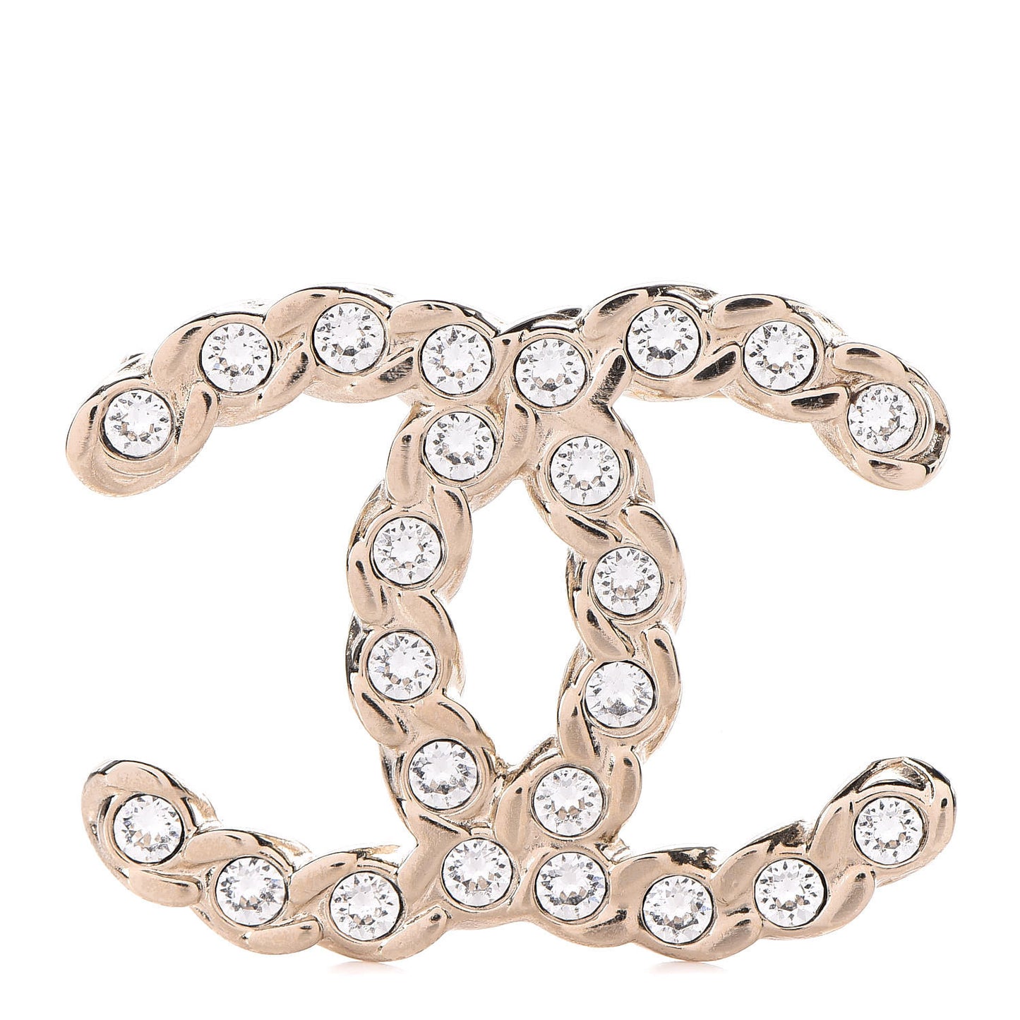 Crystal Pearls Coronation CC Brooch Gold