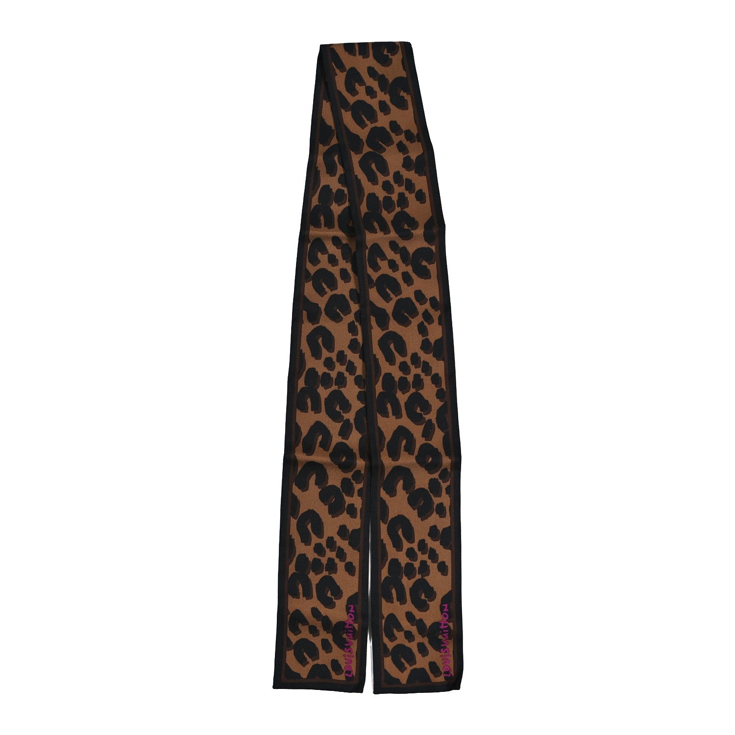 Louis Vuitton Silk Leopard Bandeau Scarf Marron 2 of 4
